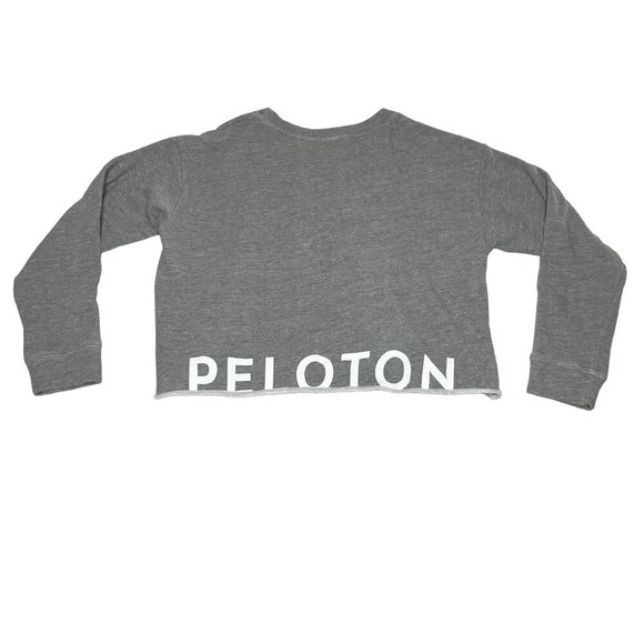 Peloton Women’s Size M Tape Stripe Long Sleeve Crop Pullover Sweatshirt Gray - Picture 3 of 8